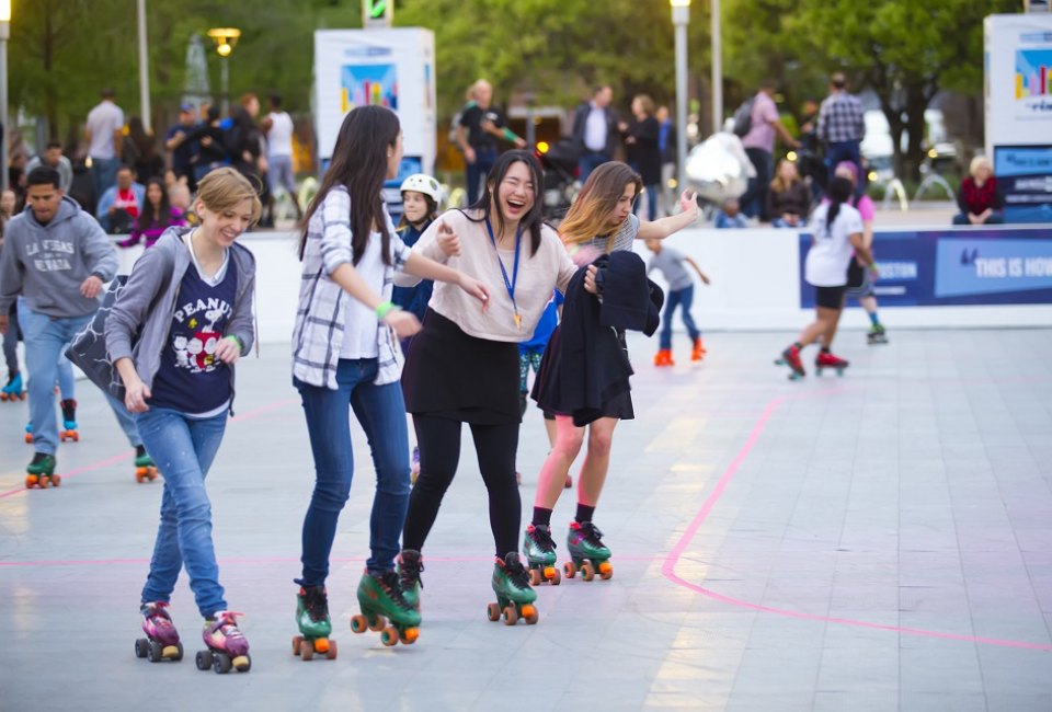 Lace up your skates and get ready to roll at Discovery Green. Photo courtesy of Katya Horner.