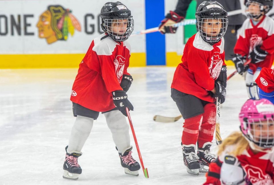 The Tiny Hawks is just one of several available hockey classes in Chicago for kids. Photo courtesy of Youth Hockey Programs, Fifth Third Arena.