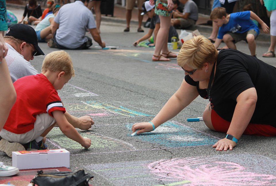 Marietta Art in the Park is a fun way to enjoy Labor Day weekend, including chalking the area! Photo courtesy Art in the Park
