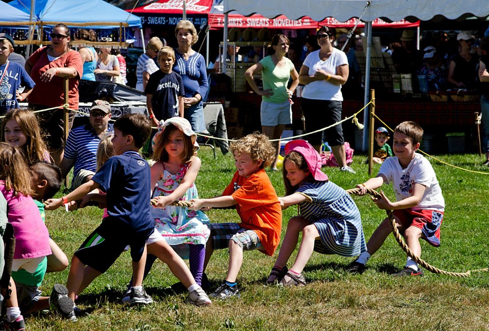 Beyond the bag pipers, there's tons of kid-friendly games and activities at the Long Island Scottish Festival and Highland Games this weekend at Old Westbury. Photo courtesy of the event