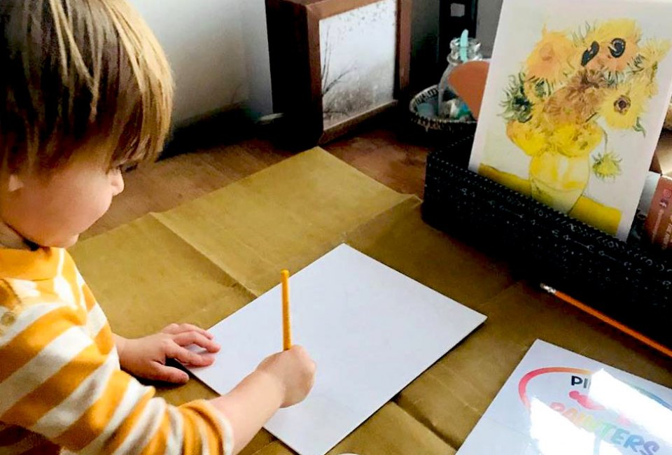 Create your own vision of van Gogh's sunflowers with a kit from Pint Size Painters. Photo by Amanda Moore