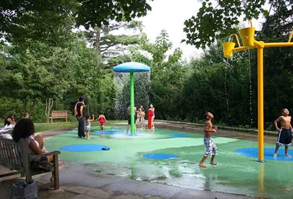 Even the spray park has shade at Blumenfeld Family Park. Photo courtesy of the Town of North Hempstead