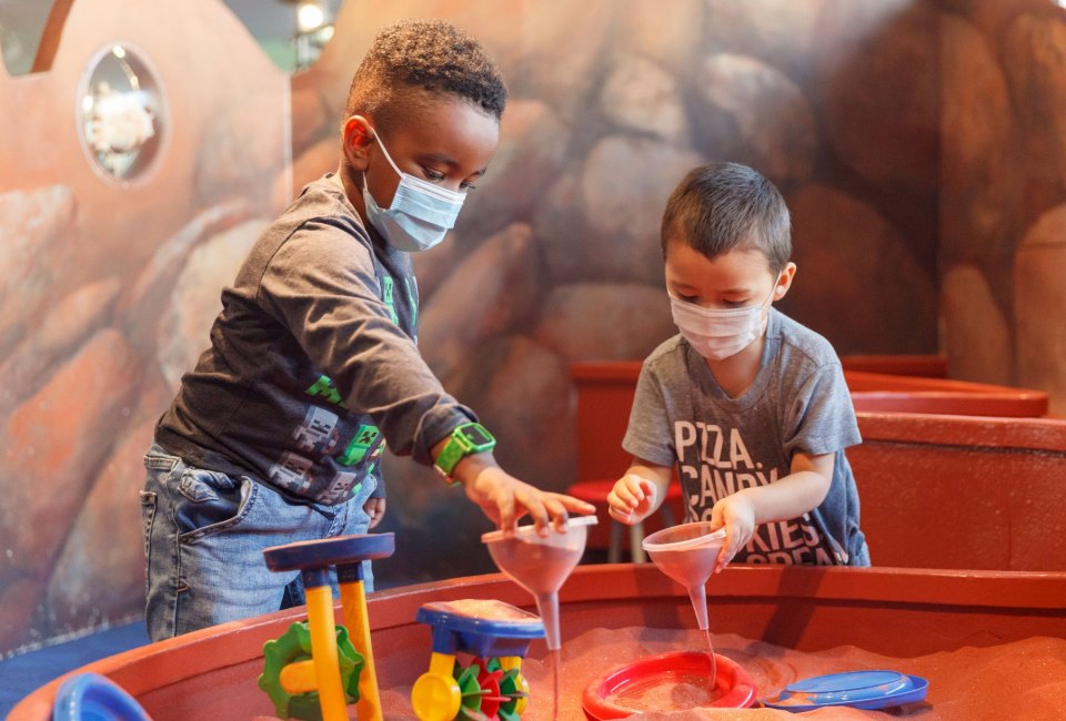 Sand, water, and more sensory fun await at Totally Tots at the Brooklyn Children's Museum. Photo courtesy of the museum