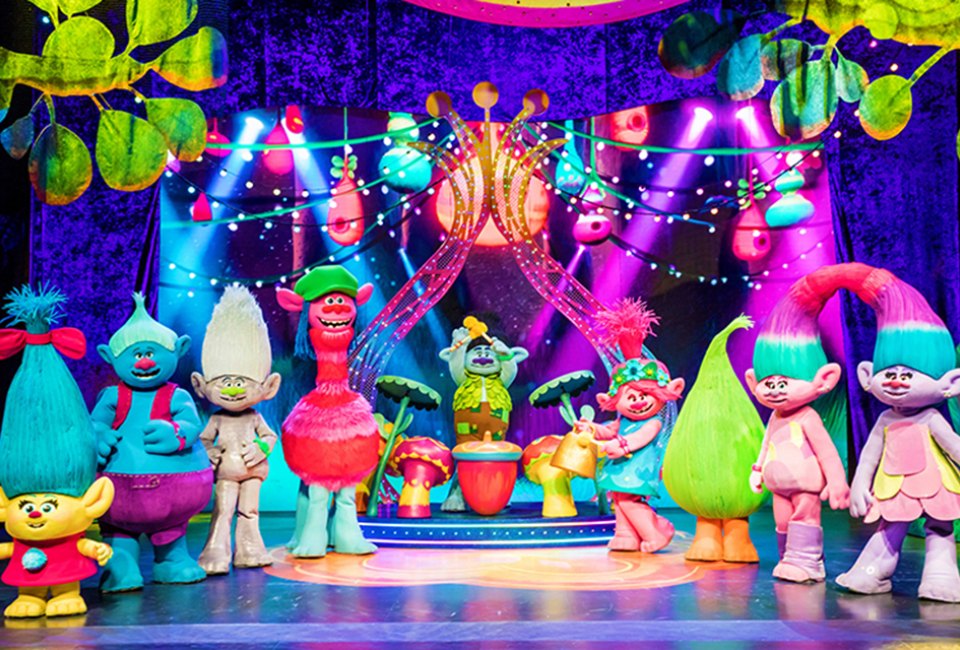 Get ready for another hair-raising adventure when Poppy, Branch and their friends come to life on-stage in Trolls LIVE! Photo courtesy of the production