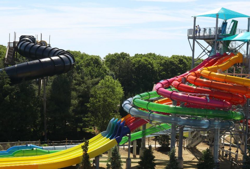 New water slides Riptide Racer, right, and Bombs Away will delight aquatic thrill seekers at  Splish Splash. 
