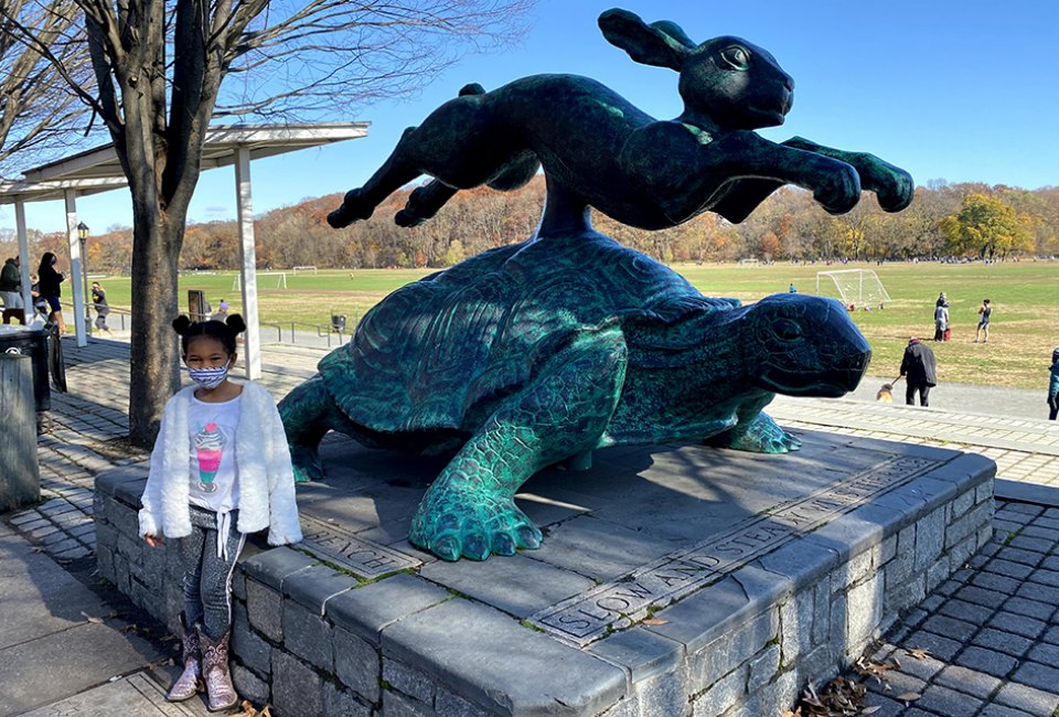 Take inspiration for your visit to Van Cortlandt Park from the Tortoise and the Hare statue: slow and steady. There's so much to see in the park, you'll never do it all in one day.