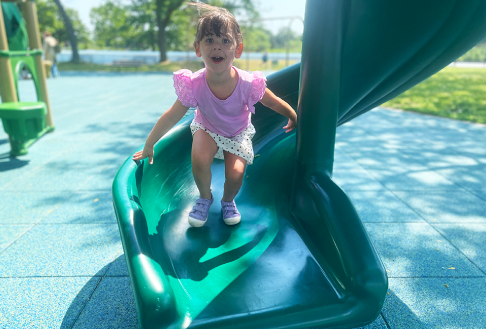 Marina Playground has plenty of slides to experience.