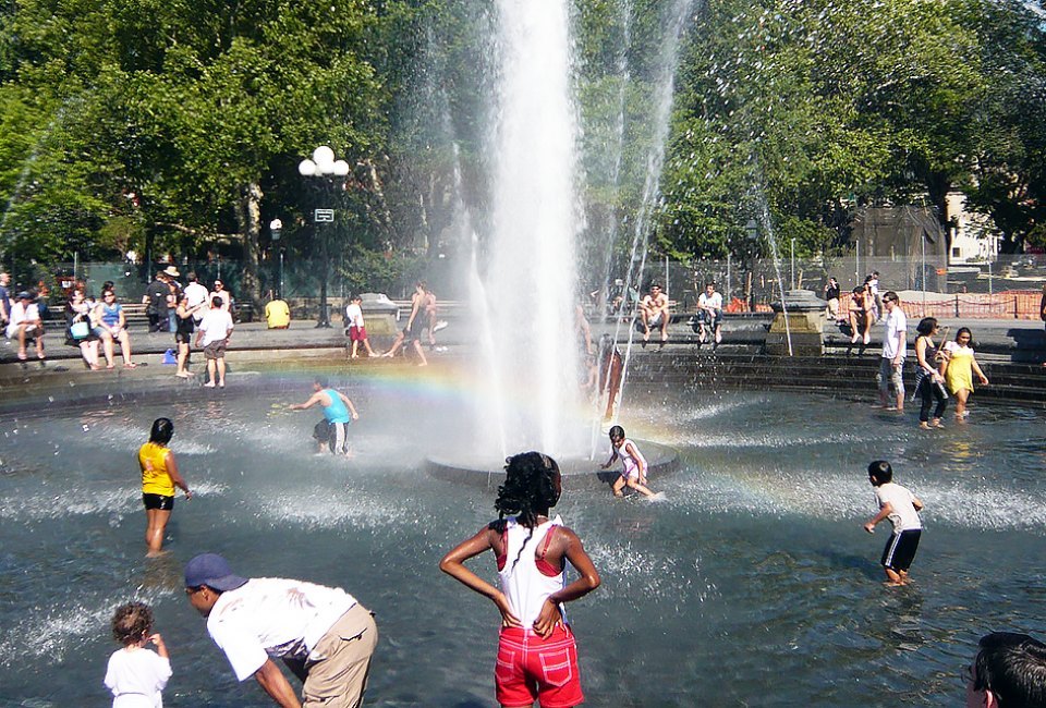 Run through the fabulous spray fountain at Washington Square Park. Photo by Shinya Suzuki via Flickr