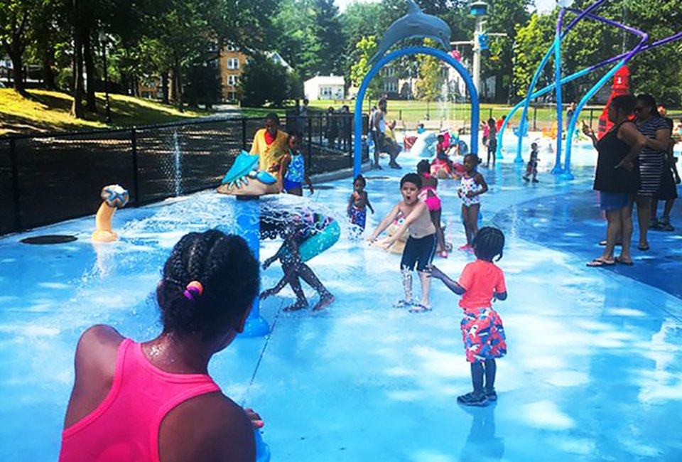 Cool off at the Watsessing Park splash pad in East Orange. Photo by Margaret Hargrove