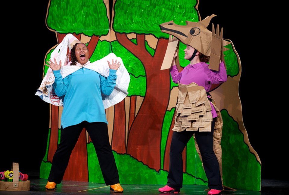 The Paper Bag Players present Big Bag of Laughs on stage at the Chappaqua Performing Arts Center. Photo courtesy of The Paper Bag Players