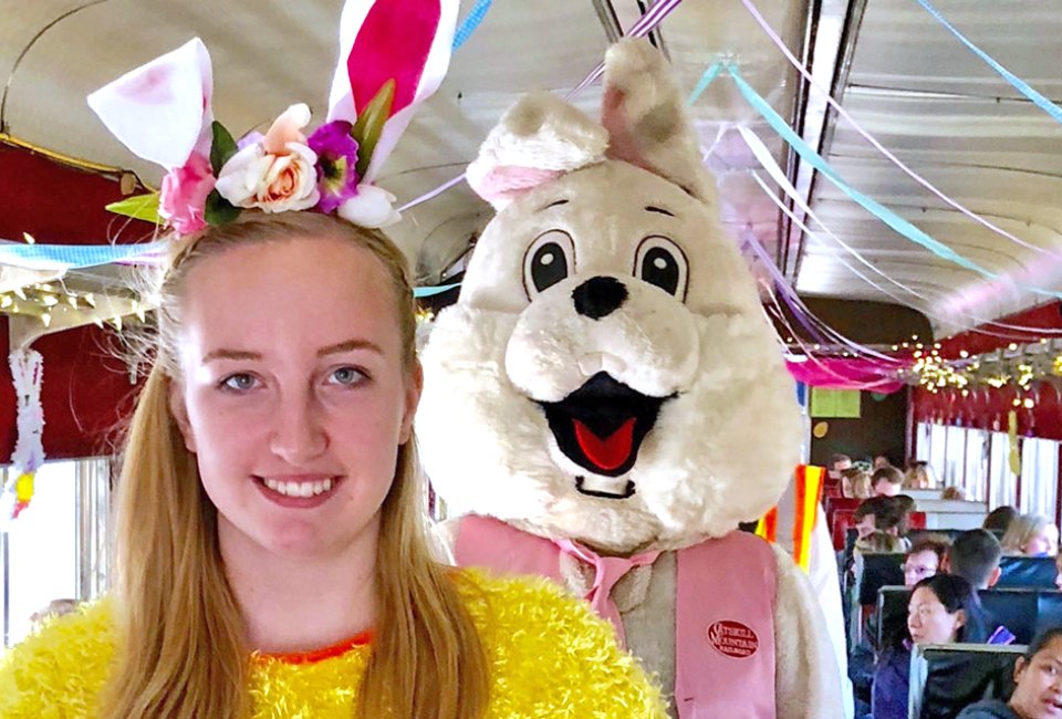 Meet the Easter Bunny at Bunny Brunches, Trains, and Easter Bunny Pictures in Westchester Hop aboard the Catskill Mountain Railroad's Easter Bunny Express. Photo courtesy of the railroad