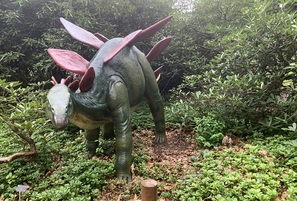 The Dinosaur Garden offers a short walk, fun dino sightings, and educational, easy-to-read signs. Photo by  Marisa Iallonardo