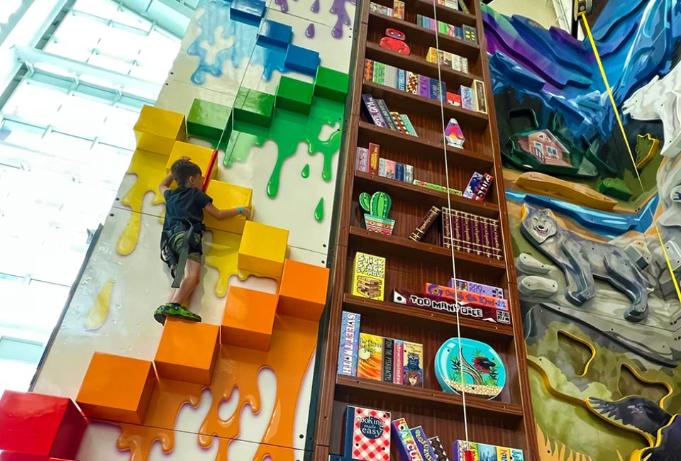 Palisade Center's Climbzone features themed rock walls as high as 40 feet. Photo courtesy of Climbzone.