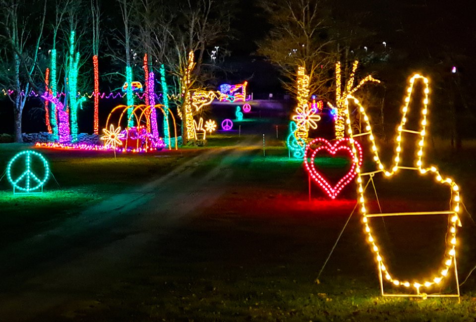 Peace, Love & Lights at the Bethel Woods Center for the Arts features lots of groovy displays. Photo by Katherine Dhurandhar 