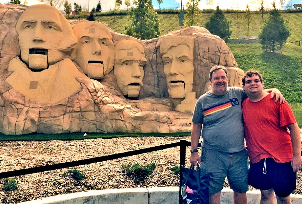 Pose in front of  Legoland's Mt. Rushmore. Photo by the author
