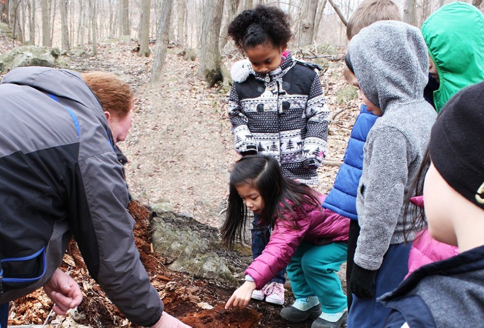 Kids explore the great outdoors Hudson Highlands Nature Center. Photo courtesy of the center