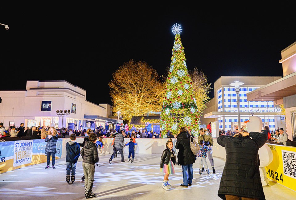 Cross County Center’s popular pop-up ice skating rink is located right in the heart of the center.  Photo courtesy of Cross County Center