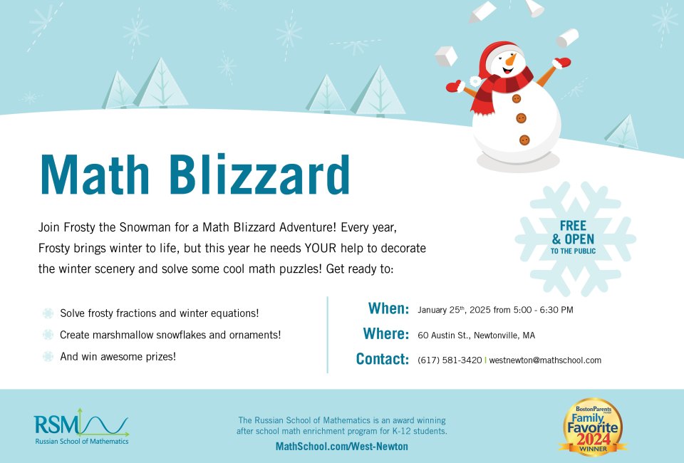 Math Blizzard with West Newton Mommy Poppins Things To Do in Boston