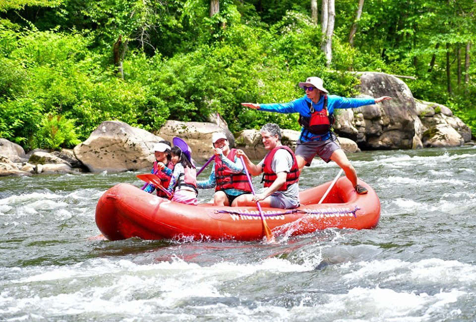 Hop in the water for a swim during a relaxing rafting journey with the Wilderness Voyageurs. 