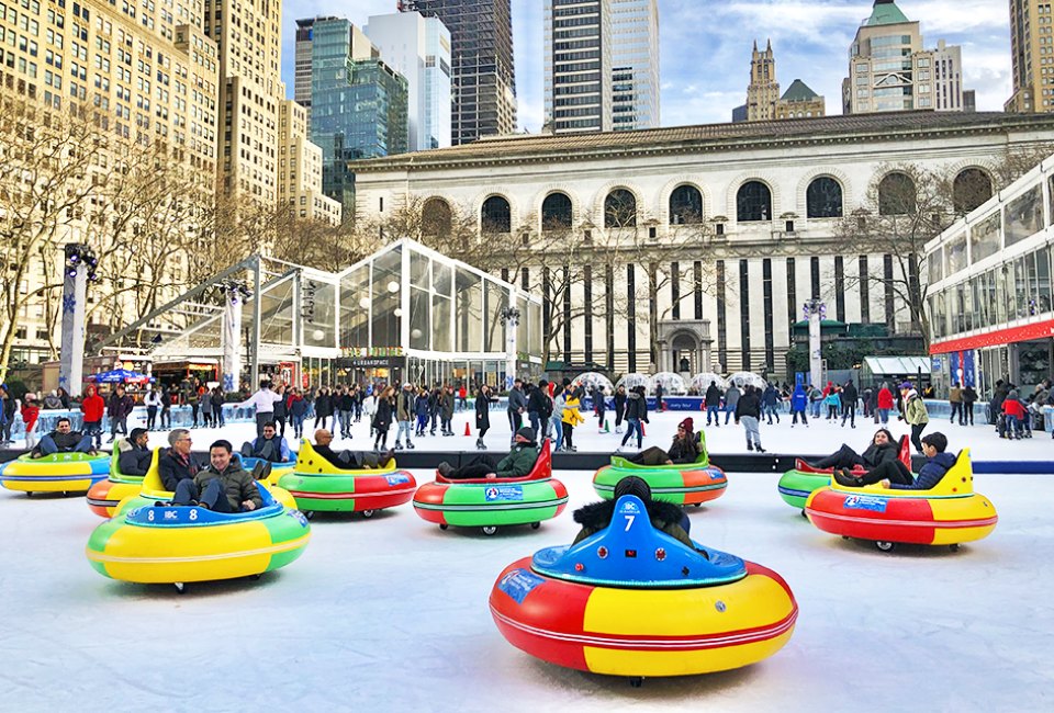 Bryant Park's Bumper Cars are a mainstay of late-winter fun in the park. Photo by Janet Bloom 