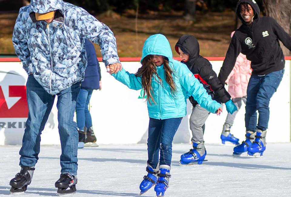 The best outdoor ice skating rinks in Connecticut are ideal for family fun this winter! Photo courtesy of Winterfest  in Hartford