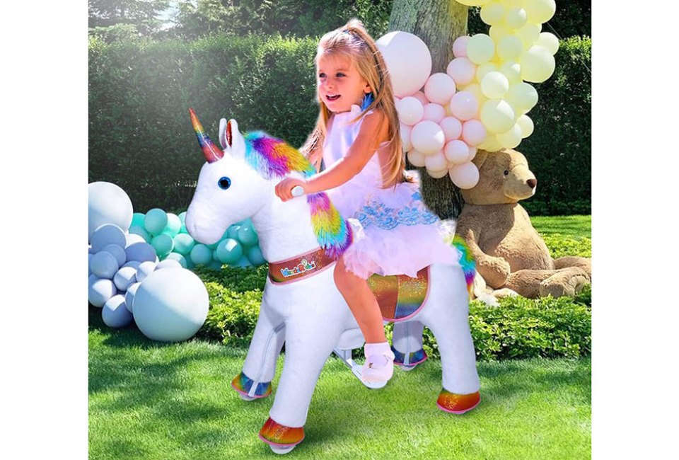 Best Kids' Ride On Toys for Kids of All Ages: WondeRides Ride on Unicorn Plush Horse Toy 