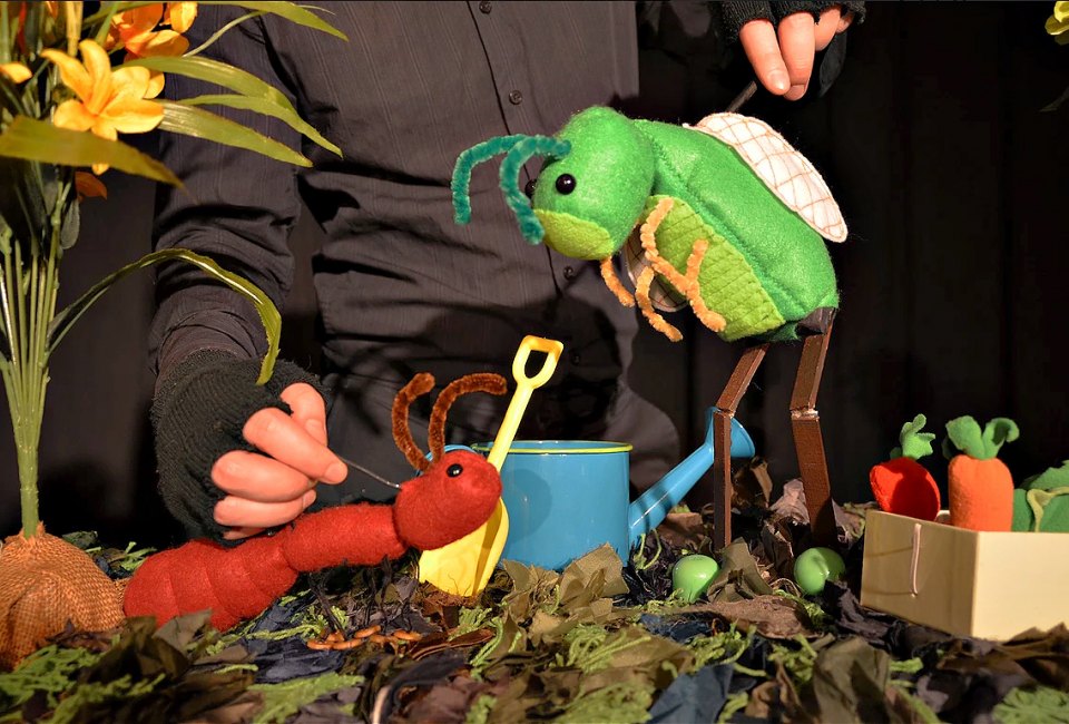 WonderSpark Puppets presents two fables with puppets about the theme of forgiveness -- 'The Ant and The Grasshopper' and 'Three Billy Goats Gruff'. Photo courtesy of WonderSpark Puppets 