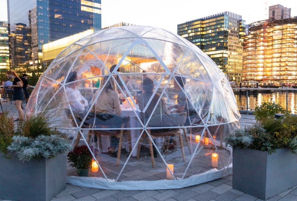 These igloos have a waterfront view. Photo courtesy of Woods Hill Pier 4, Seaport
