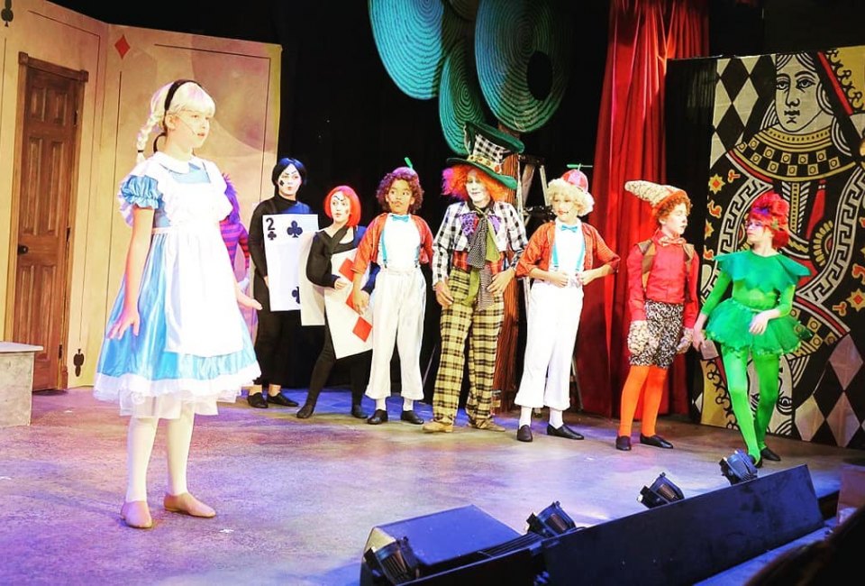 Little minds get curiouser and curiouser as they explore on stage. Photo courtesy Youth Academy of Dramatic Arts