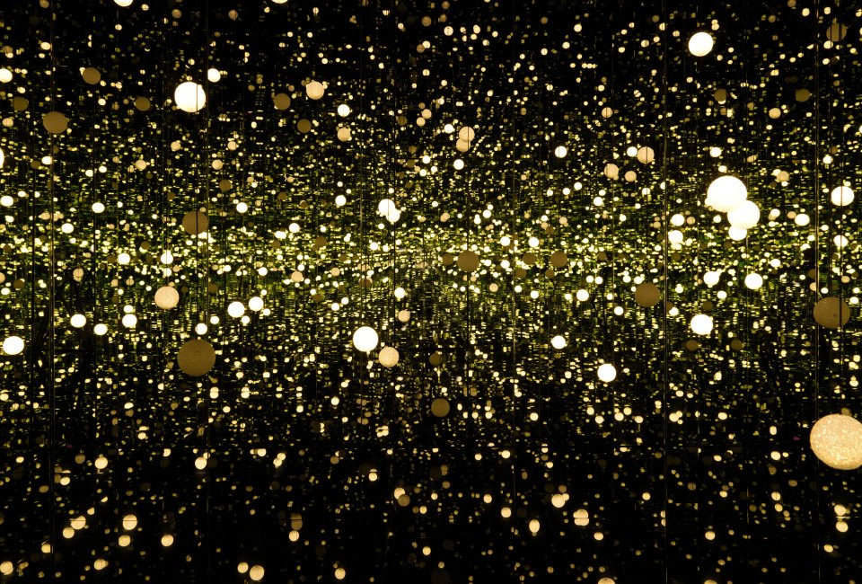 Yayoi Kusama's Mirrored Infinity Room is illuminated by an LED lighting system which projects the appearance of infinite space. Photo courtesy of David Zwirmer Gallery